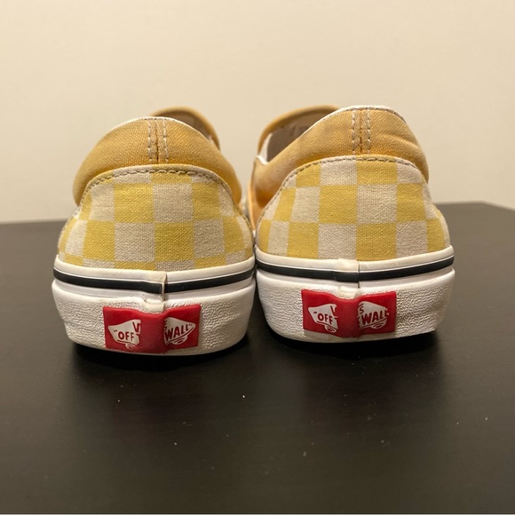 SOLD | Yellow Checkerboard Slip On Vans - Picture 6 of 9